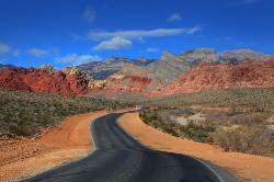 A road through the desert just outside Las Vegas
