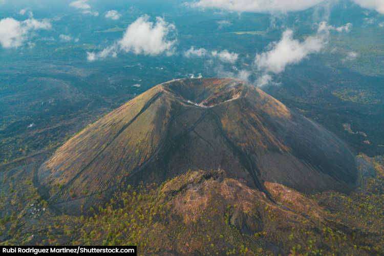 Aerial view of the Paricutin Volcano in Western Mexico