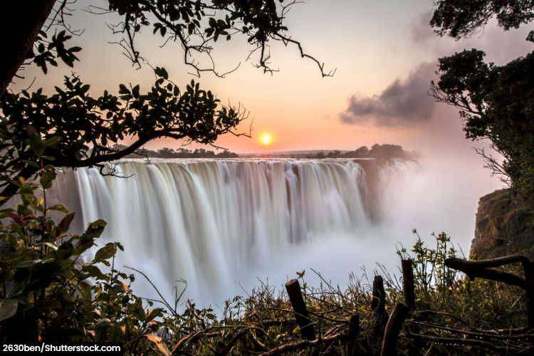 Victoria Falls at sunrise