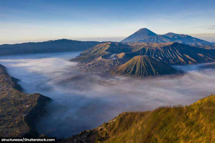 The enormous crater of Mount Bromo in Java, Indonesia