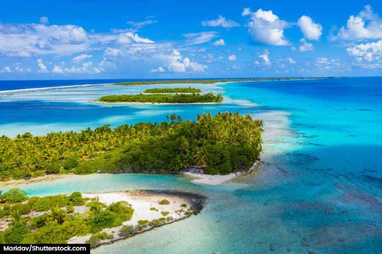 Tiny Pacific atolls in the Pacific Ocean