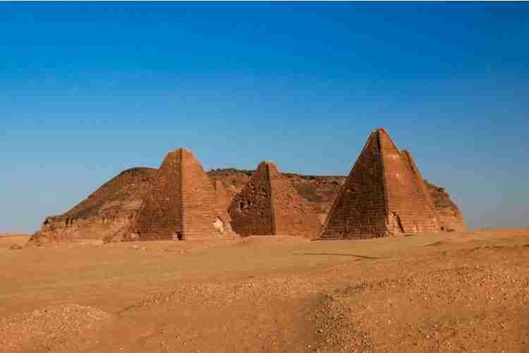 The pyramids and mountain at jebel barkal in Sudan
