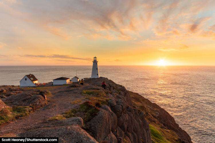 Sunrise over Cape Spear lighthouse in Newfoundland