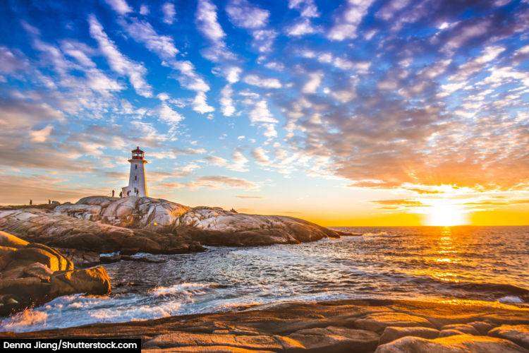 Lighthouse at Peggys Cove at sunset