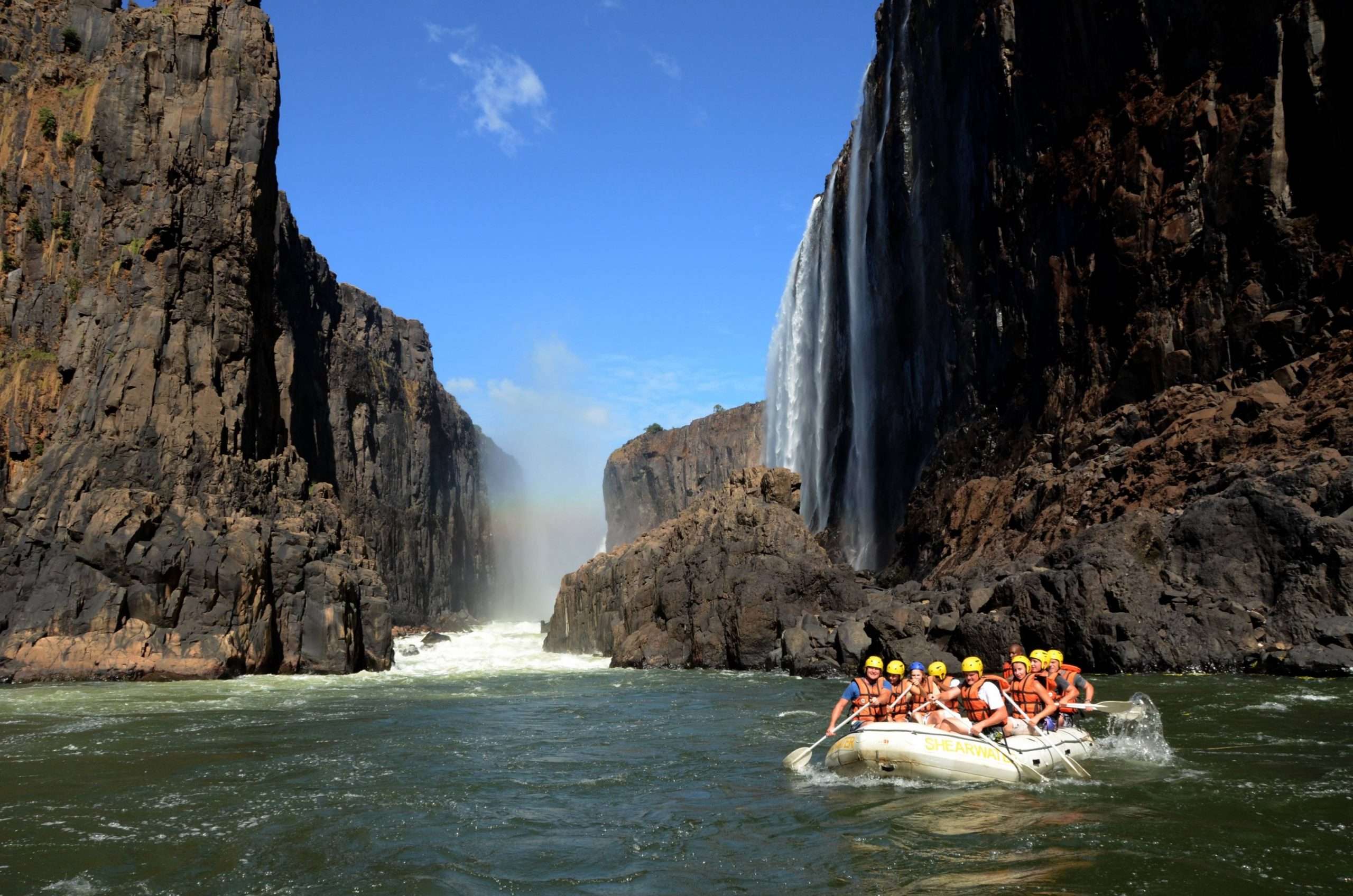 A raft on the Zambezi River