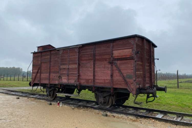 A freight carriage at Auschwitz that transported prisoners
