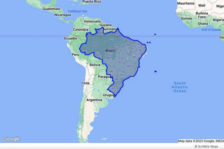 Map showing location of Brazil