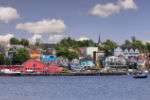 Colourful buildings along the seafront in Nova Scotia