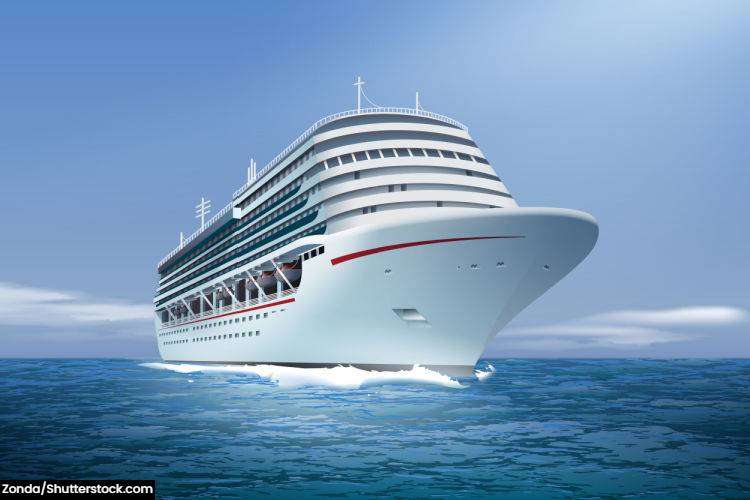 A cruise ship sailing through the ocean