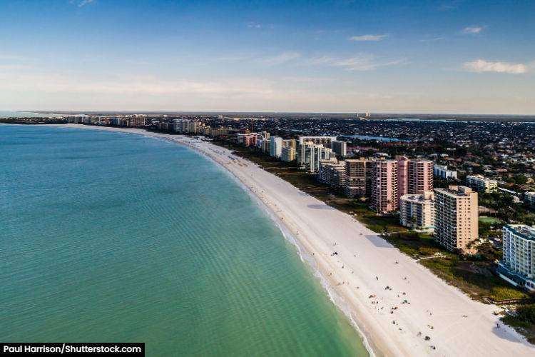 Aerial view of South Beach on Marco Island