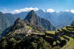Panoramic view across the lost city of Machu Picchu and the surrounding mountains