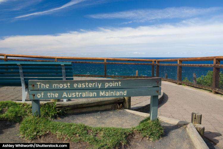 Sign in Byron Bay stating 'the most easterly point of the Australian Mainland'
