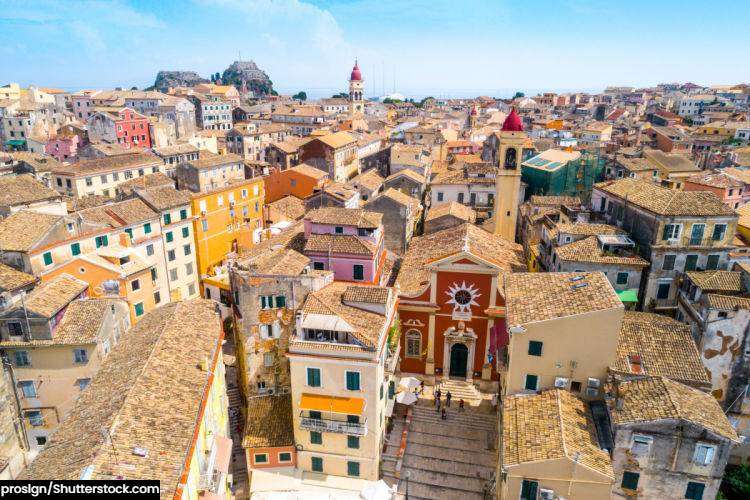 View of the rooftops of Corfu Town