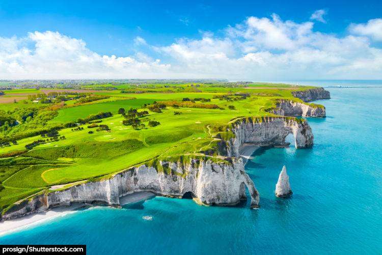 The sea arches of Etretat in Normandy