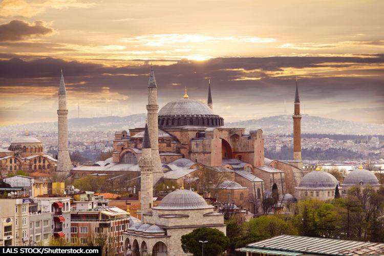The Hagia Sophia in Istanbul at sunrise