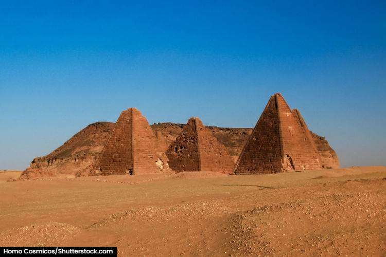 The pyramids and mountain at jebel barkal in Sudan
