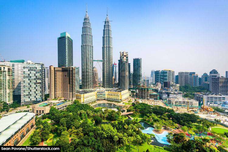 The modern skyline of Kuala Lumpur dominated by the Petronas Towers