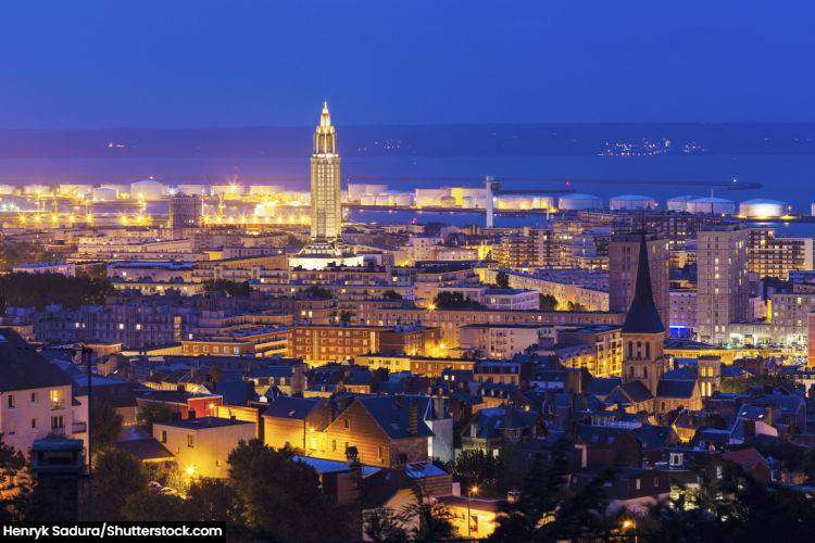 Le Havre skyline at night