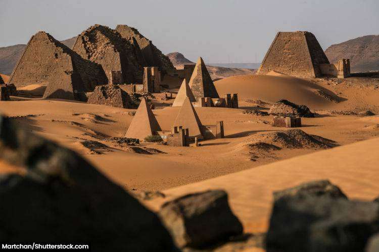 Aerial view of the pyramids of Meroe