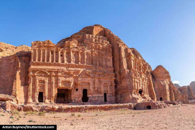 The Palace Tomb carved into the rock at Petra