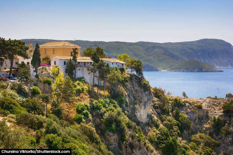 Aerial view of Paleokastritsa Monastery
