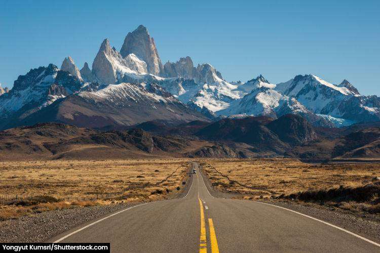 Road to El Chalten, Fitz Roy in background, Argentina