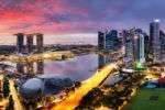 Panoramic view of Singapore skyline at dusk