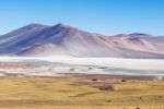 Panoramic view of the red rocks of Piedras Rojas, Atacama desert, Chile