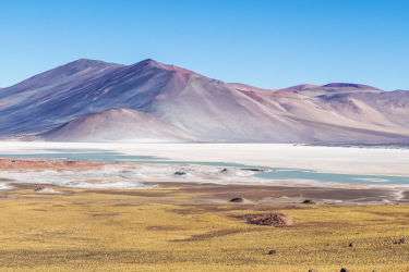 Panoramic view of the red rocks of Piedras Rojas, Atacama desert, Chile