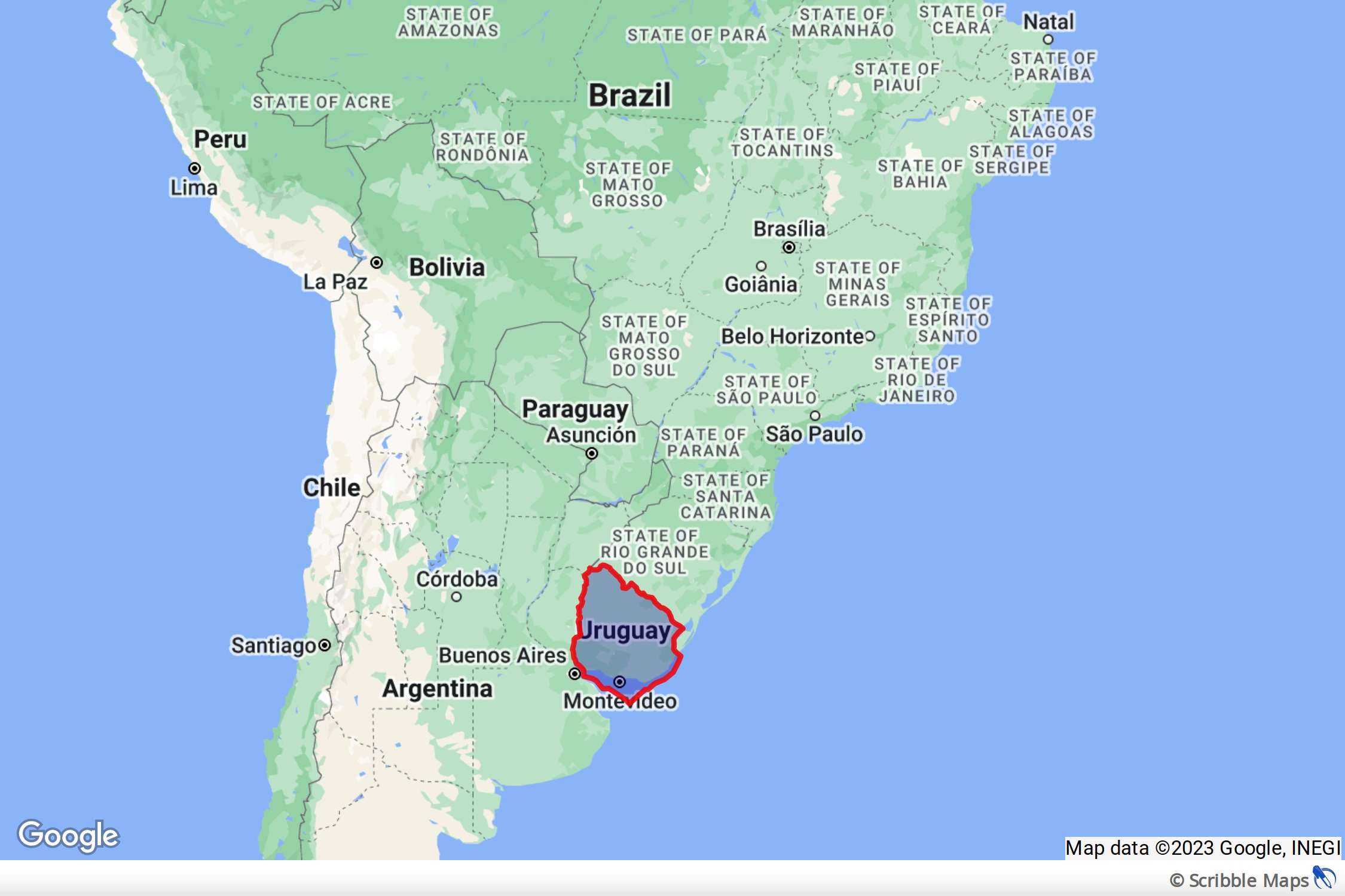 Map of Uruguay