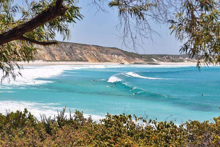 Surf break and surfers in Bremer Bay